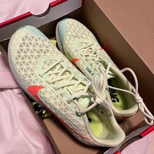 Nike Women's Cream and Orange Athletic Sneakers